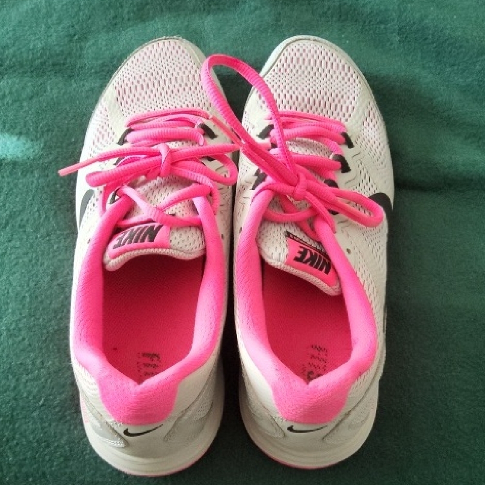 Nike Women's White and Pink Running Shoes